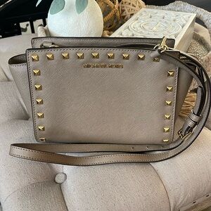 Michael Kors Leather Gold Studded Handbag